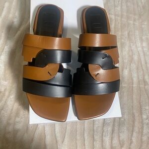 Furla Black & Brown Leather Sandals